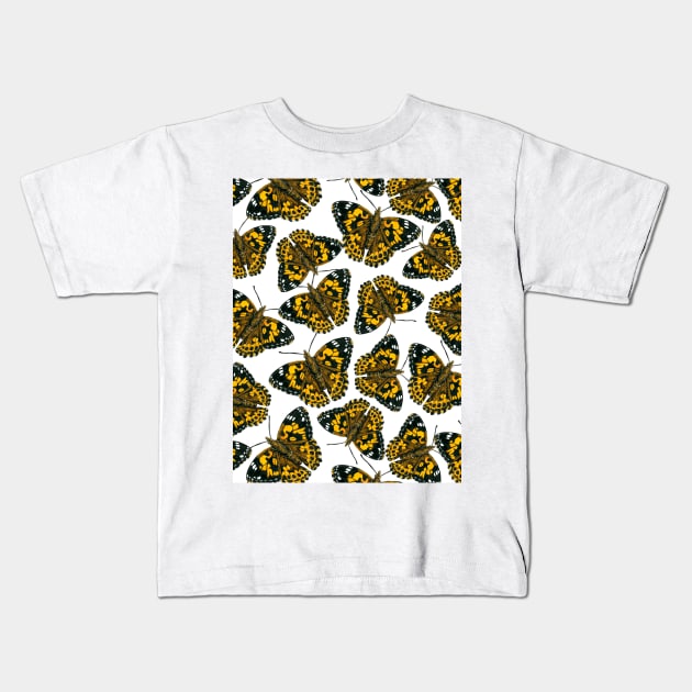 Painted lady butterfly pattern Kids T-Shirt by katerinamk